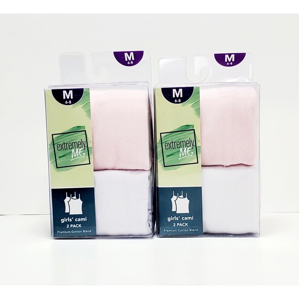2 New Packs Of Girls Camis 2 Pk Medium 6-8 (4 Camis Total)